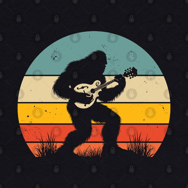 Bigfoot Sasquatch Playing Mandolin Vintage Music Lover by Cuteness Klub